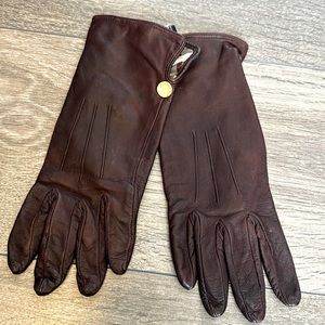 Burgundy Burberry leather gloves